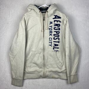 Aeropostale Men's Off-White Hoodie Jacket